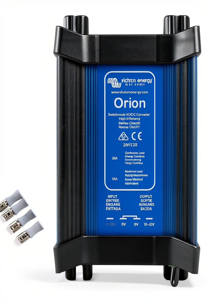 Victron DC-DC converter installed in a marine control panel