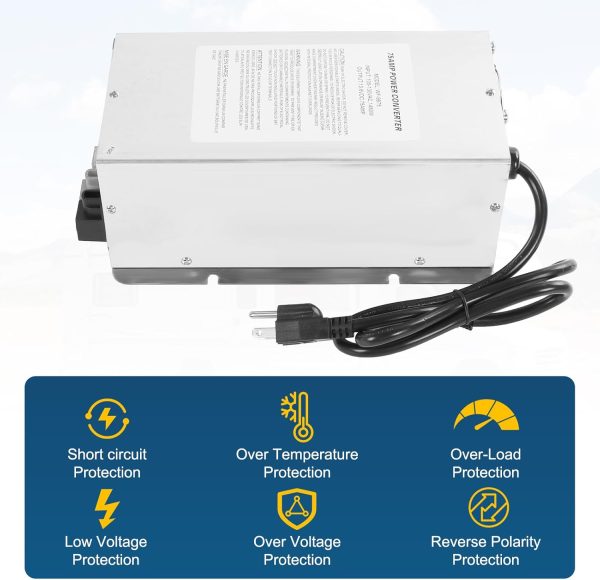 RUIANOMG RV Power Converter 75Amp Silver Box-4