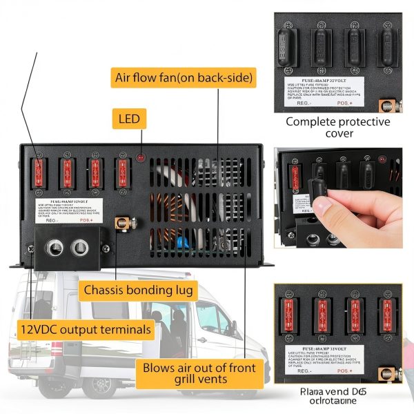 Saree 100AMP RV Power Converter Black 110V to 16.5V-4