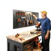 60" Work Bench Adjustable Height with Storage Shelf, Max Load 2000 LBS Heavy Duty Rubberwood Tabletop with Pegboard, LED Light, Built-in Power Strip for Woodworking Shop, Garage, Home-3