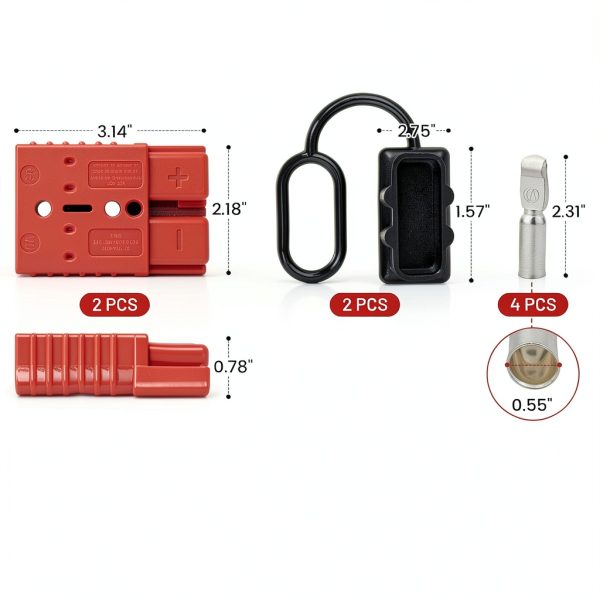 RED WOLF 175A Battery Quick Connector 2-4 AWG Plug - 2 pcs Red-2