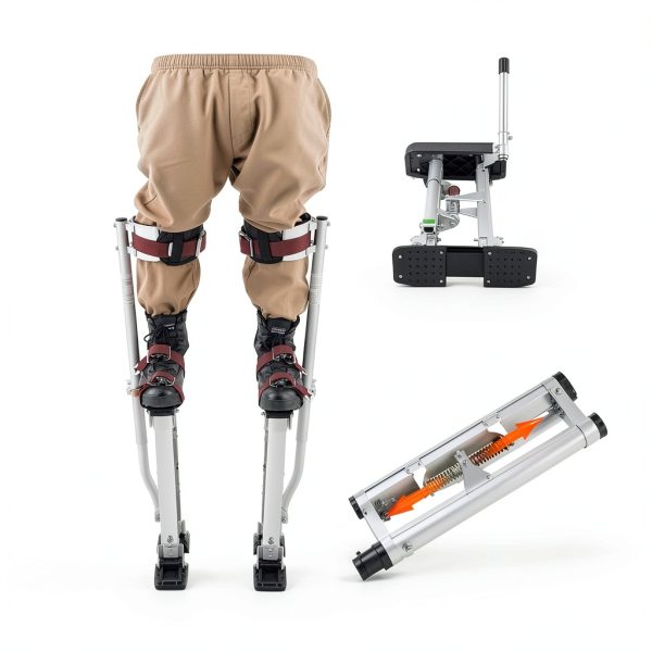 VEVOR Adjustable Aluminum Drywall Stilts 18''-30'' Silver Non‑Slip-4