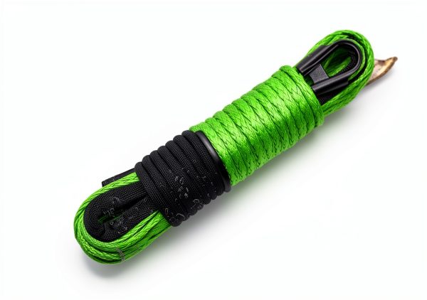 Synthetic Winch Rope Kit TYT 1/4" x 50' Green with Hook & Safety Strap-1