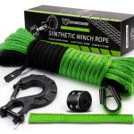 Synthetic Winch Rope Kit TYT 1/4" x 50' Green with Hook & Safety Strap-0