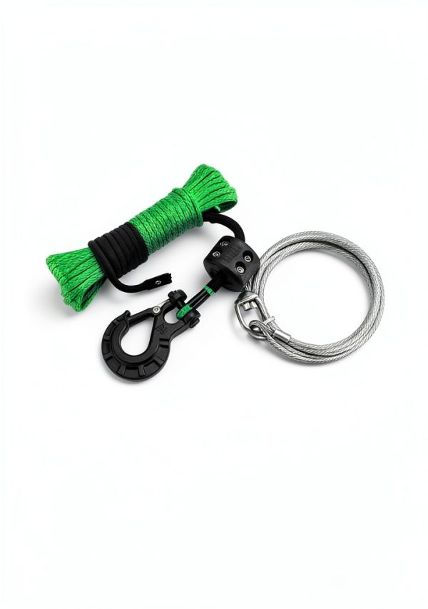 Synthetic Winch Rope Kit TYT 1/4" x 50' Green with Hook & Safety Strap-5