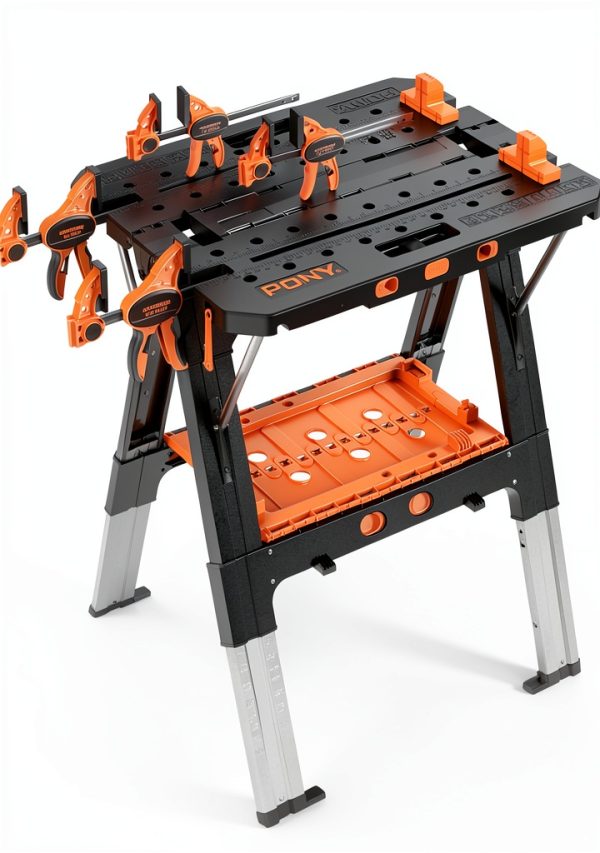Pony Portable Folding Work Table 2-in-1 Sawhorse Workbench 31"W x 25"D-0