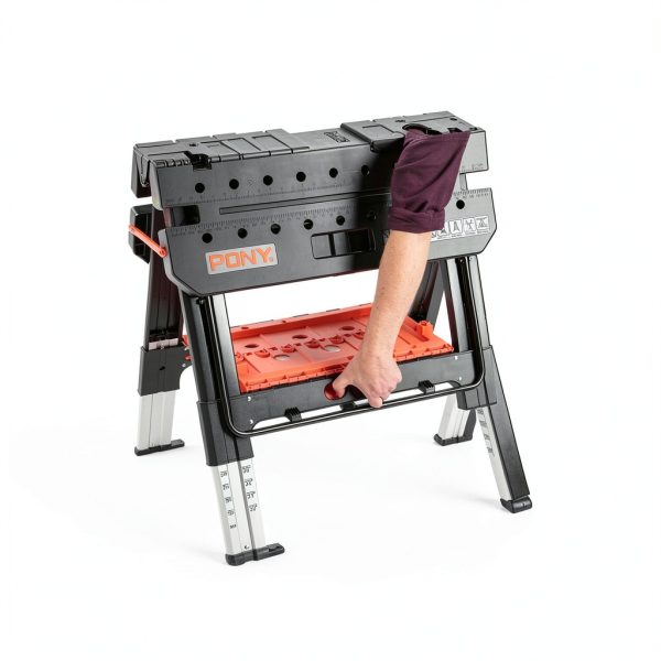 Pony Portable Folding Work Table 2-in-1 Sawhorse Workbench 31"W x 25"D-6